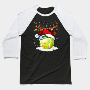 Reindeer Santa Hat Tennis Christmas Lights Xmas Baseball T-Shirt